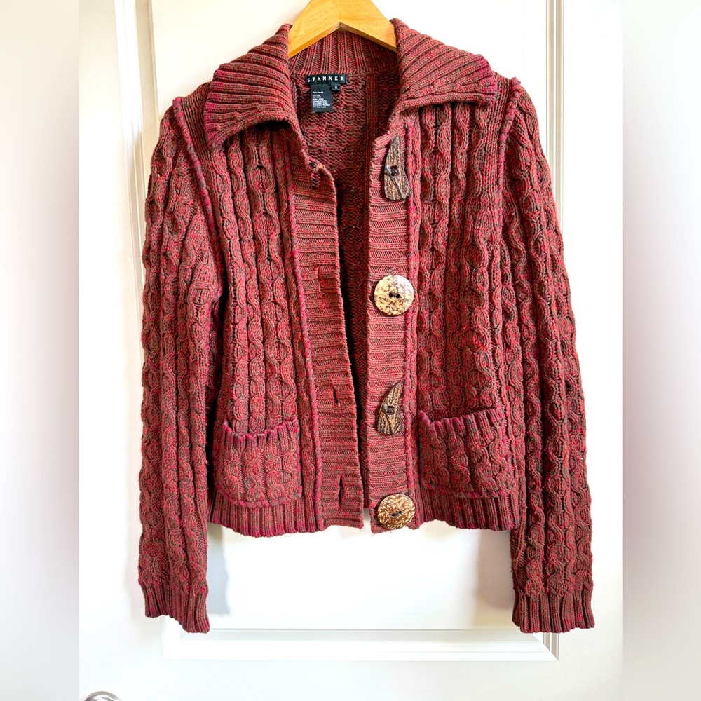 SPANNER Red and Brown Knit Sweater Women’s Size Small